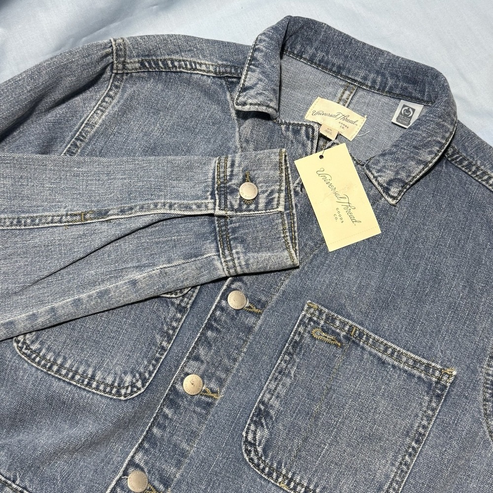 Universal Thread Women's Size 8 Long Sleeve Baggy Denim Utility Blue Jumpsuit